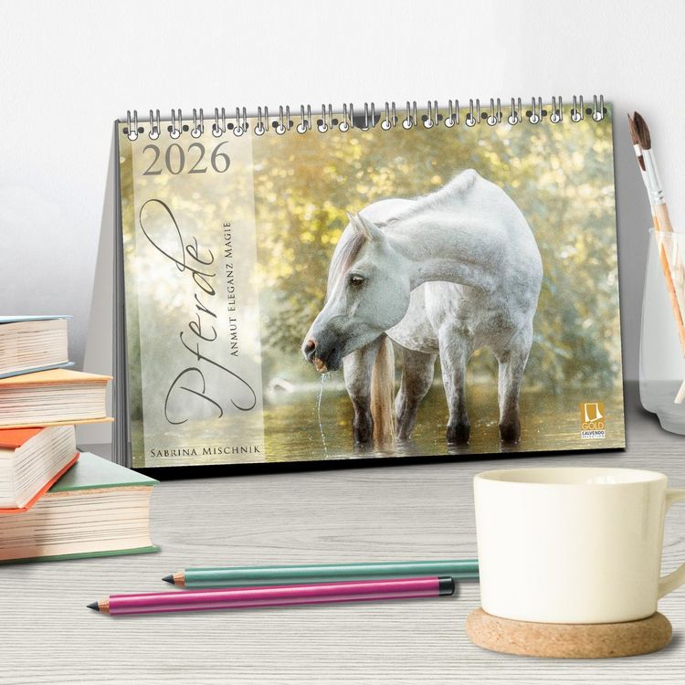 Produktbild: Pferde - Anmut, Eleganz, Magie (Tischkalender 2026 DIN A5 quer), CALVENDO Monatskalender