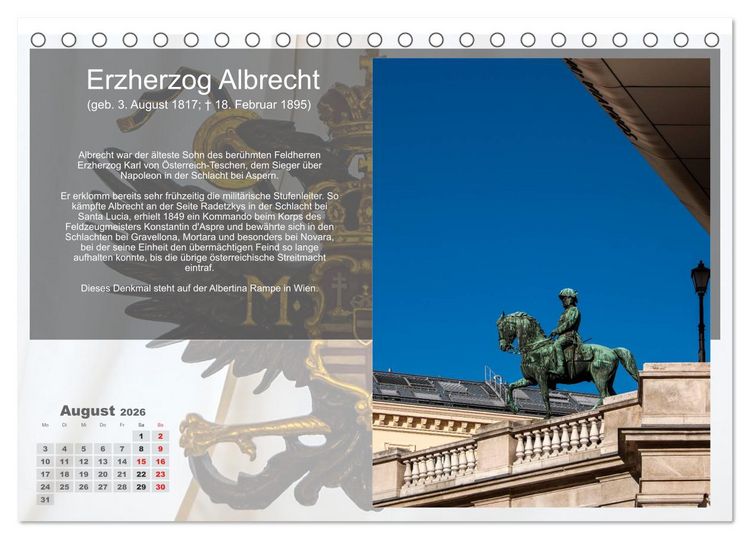 Produktbild: Auf den Spuren der Habsburger (Tischkalender 2026 DIN A5 quer), CALVENDO Monatskalender
