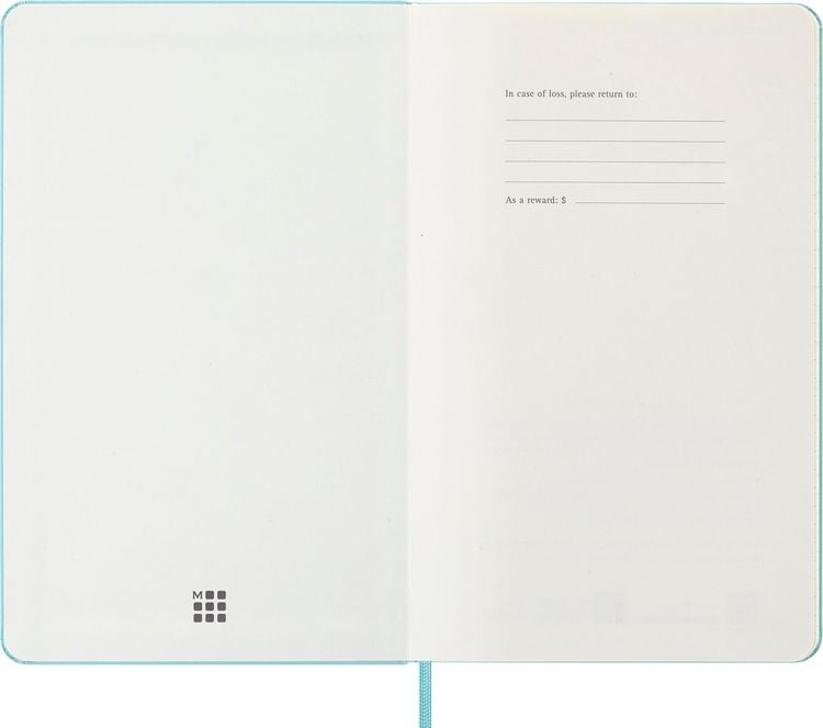 Produktbild: Moleskine 18 Monate Wochen Notizkalender 2025/2026, L/A5, 1 Wo = 1 Seite, rechts linierte Seite, fester Einband, Aquamarin