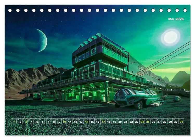 Produktbild: Pionierbauten auf fremden Planeten (Tischkalender 2026 DIN A5 quer), CALVENDO Monatskalender