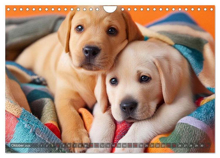 Produktbild: Welpen im Kuschelmodus - Herzerw&auml;rmende kleine Labrador Retriever (Wandkalender 2026 DIN A4 quer), CALVENDO Monatskalender