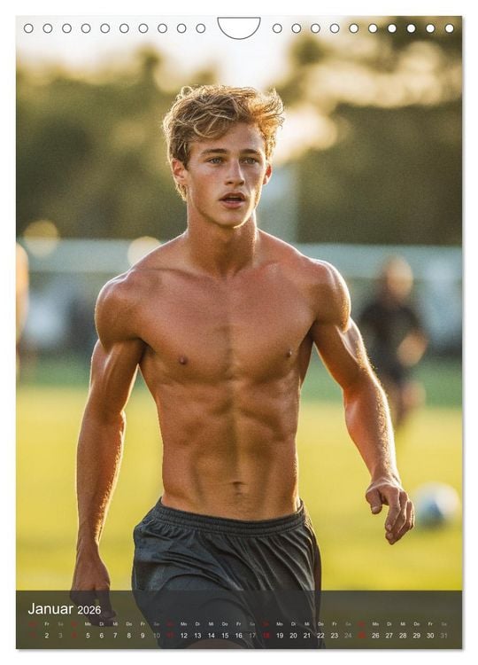 Produktbild: SEXY JUNGS - Nackte Haut beim Fu&szlig;ball (Wandkalender 2026 DIN A4 hoch), CALVENDO Monatskalender