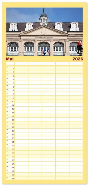 Produktbild: Familienplaner 2026 - So sch&ouml;n ist New Orleans mit 5 Spalten (Wandkalender, 21 x 45 cm) CALVENDO