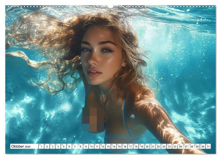 Produktbild: Aqua Desire &ndash; KI-Sch&ouml;nheiten unter Wasser (hochwertiger Premium Wandkalender 2026 DIN A2 quer), Kunstdruck in Hochglanz