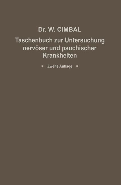 Produktbild: Taschenbuch zur Untersuchung nerv&ouml;ser und psychischer Krankheiten