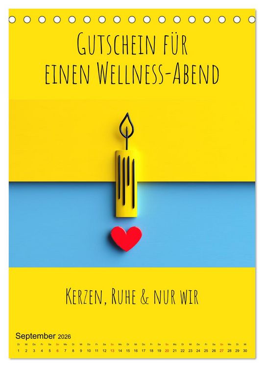 Produktbild: Gutscheinkalender - Gutschein Karten als Geschenk der Liebe (Tischkalender 2026 DIN A5 hoch), CALVENDO Monatskalender