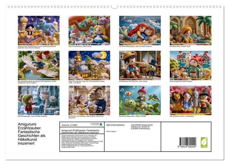 Produktbild: Amigurumi Erz&auml;hlzauber. Fantastische Geschichten als H&auml;kelkunst inszeniert (hochwertiger Premium Wandkalender 2026 DIN A2 quer), Kunstdruck in Hochglanz