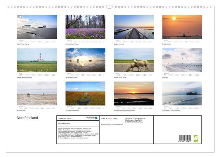 Produktbild: Nordfriesland (Wandkalender 2026 DIN A2 quer), CALVENDO Monatskalender