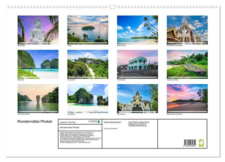 Produktbild: Wundervolles Phuket (Wandkalender 2027 DIN A2 quer), CALVENDO Monatskalender