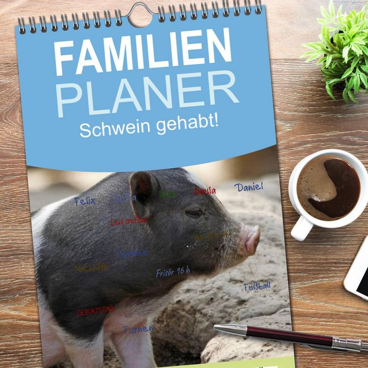 Produktbild: Familienplaner 2026 - Schwein gehabt! mit 5 Spalten (Wandkalender, 21 x 45 cm) CALVENDO