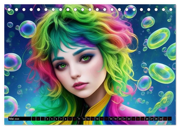 Produktbild: Psychedelische Ladies (Tischkalender 2026 DIN A5 quer), CALVENDO Monatskalender