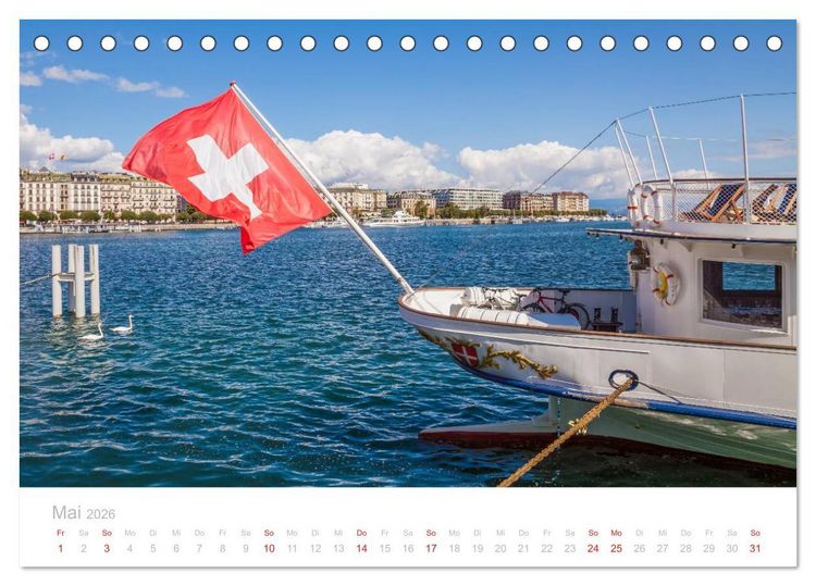 Produktbild: GENFER SEE Das Schweizer Ufer (Tischkalender 2026 DIN A5 quer), CALVENDO Monatskalender