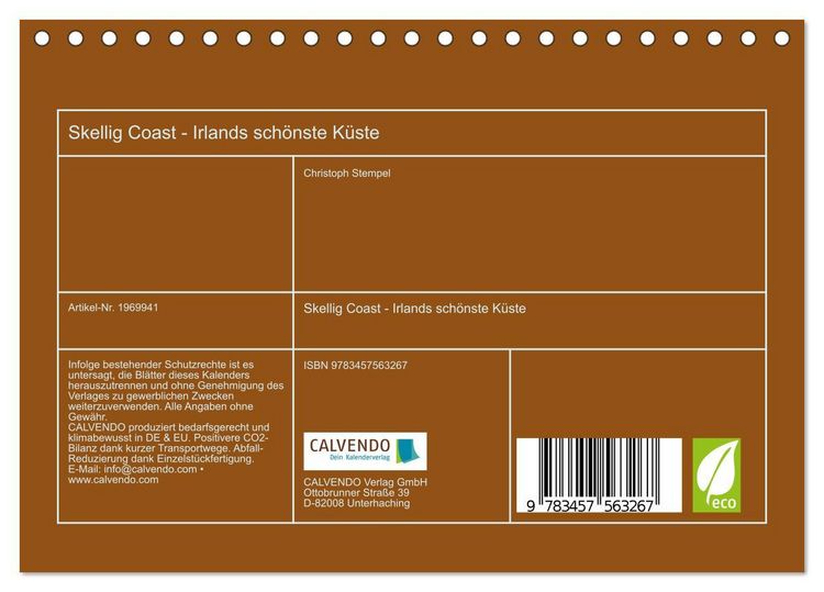 Produktbild: Skellig Coast - Irlands sch&ouml;nste K&uuml;ste (Tischkalender 2026 DIN A5 quer), CALVENDO Monatskalender