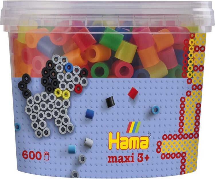 Bild vom Artikel Hama Maxi Perlen Dose, ca. 600 Bügelperlen, neon gemischt vom Autor 