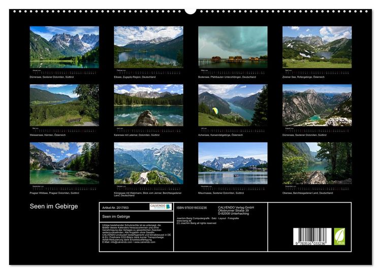 Produktbild: Seen im Gebirge (hochwertiger Premium Wandkalender 2026 DIN A2 quer), Kunstdruck in Hochglanz