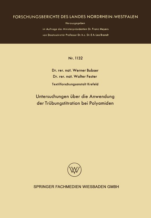 Produktbild: Untersuchungen &uuml;ber die Anwendung der Tr&uuml;bungstitration bei Polyamiden