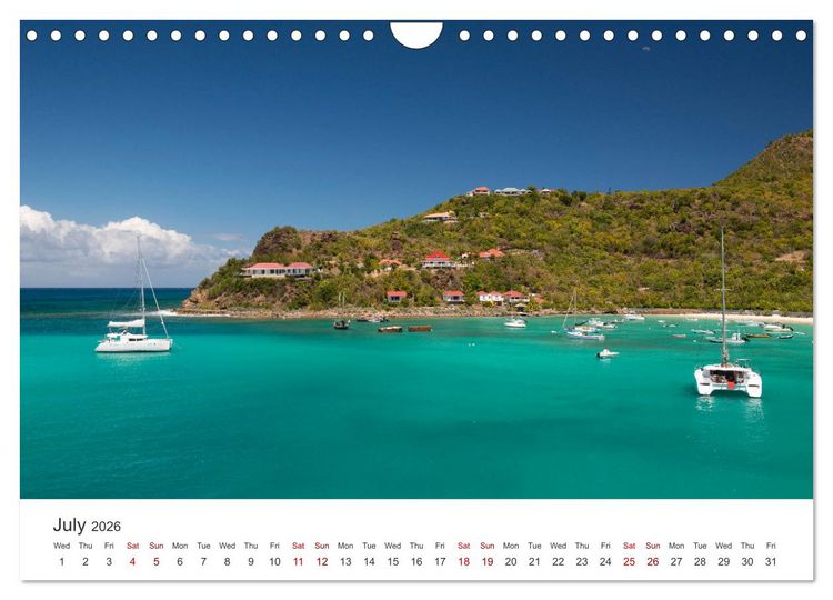 Produktbild: Caribbean beaches and the shades of blue (Wall Calendar 2026 DIN A4 landscape), CALVENDO 12 Month Wall Calendar