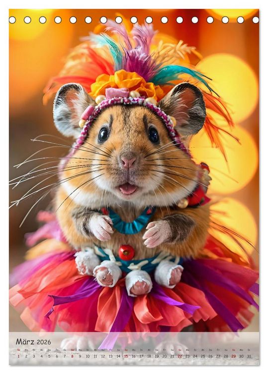 Produktbild: Hamster im Feiertagsfieber - Ein Jahr voller Flausch und Freude (Tischkalender 2026 DIN A5 hoch), CALVENDO Monatskalender