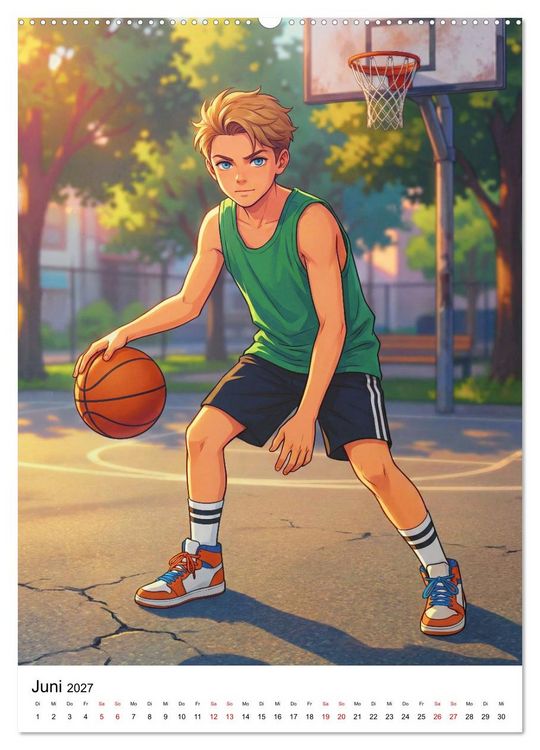 Produktbild: Level Up &ndash; Basketballhelden (hochwertiger Premium Wandkalender 2027 DIN A2 hoch), Kunstdruck in Hochglanz