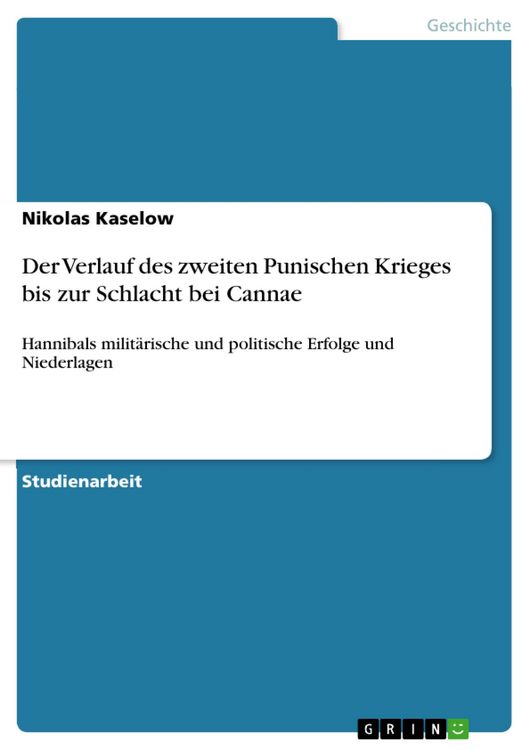 Produktbild: Der Verlauf des zweiten Punischen Krieges bis zur Schlacht bei Cannae