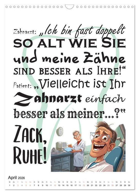 Produktbild: Zahnarztspr&uuml;che (Wandkalender 2026 DIN A3 hoch), CALVENDO Monatskalender