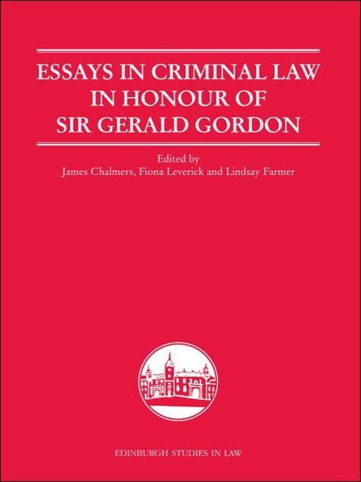 Produktbild: Essays in Criminal Law in Honour of Sir Gerald Gordon