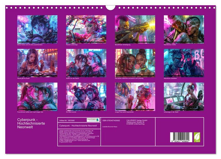 Produktbild: Cyberpunk - Hochtechnisierte Neonwelt (Wandkalender 2026 DIN A3 quer), CALVENDO Monatskalender