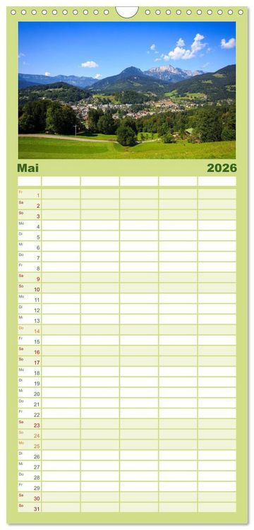 Produktbild: Familienplaner 2026 - Berchtesgadener Land mit 5 Spalten (Wandkalender, 21 x 45 cm) CALVENDO