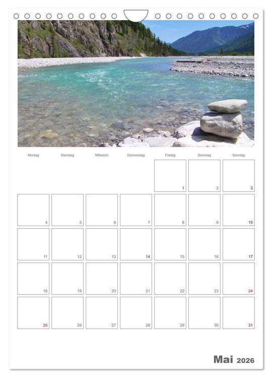 Produktbild: Alpenfl&uuml;sse - Ammer, Isar, Lech und Loisach (Wandkalender 2026 DIN A4 hoch), CALVENDO Monatskalender
