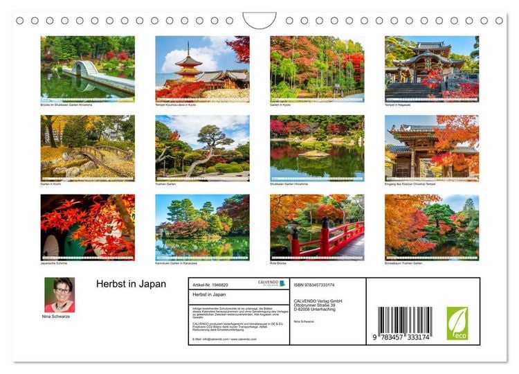 Produktbild: Herbst in Japan (Wandkalender 2026 DIN A4 quer), CALVENDO Monatskalender