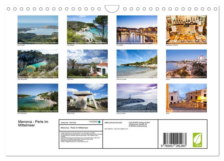 Produktbild: Menorca - Perle im MIttelmeer (Wandkalender 2026 DIN A4 quer), CALVENDO Monatskalender