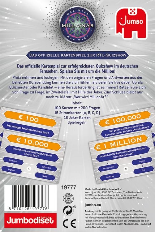 Produktbild: Wer wird Million&auml;r Kartenspiel