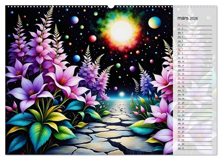 Produktbild: Fleurs de la nuit (Calendrier mural 2026 DIN A2 vertical) calendrier de bureau