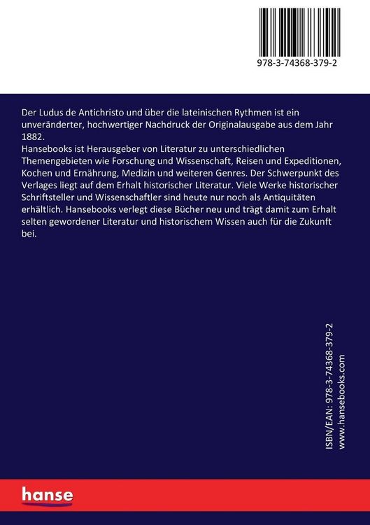 Produktbild: Der Ludus de Antichristo und über die lateinischen Rythmen