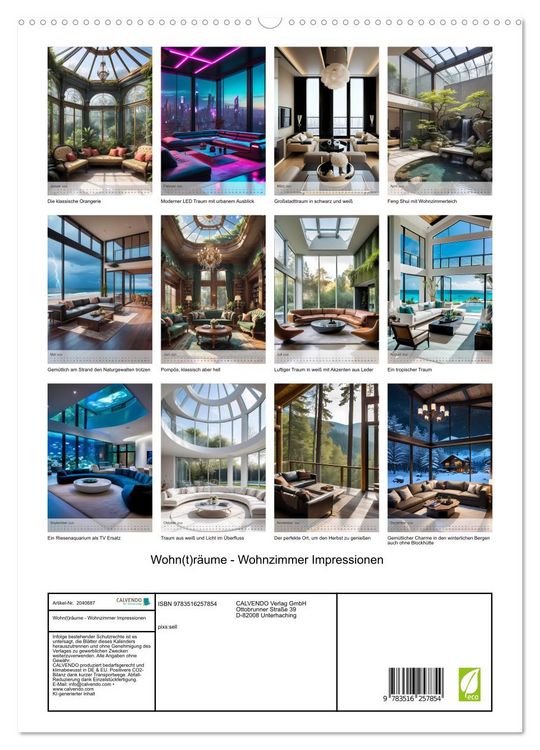 Produktbild: Wohn(t)r&auml;ume - Wohnzimmer Impressionen (hochwertiger Premium Wandkalender 2026 DIN A2 hoch), Kunstdruck in Hochglanz