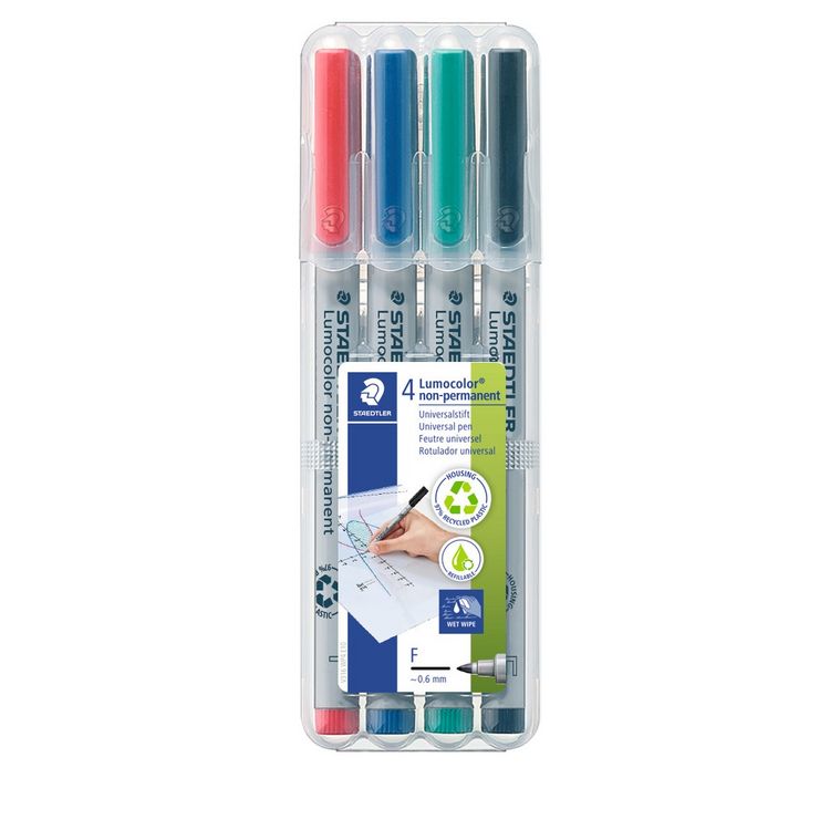 Produktbild: STAEDTLER Folienschreiber Lumocolor 4er Etui wasserl&ouml;slich