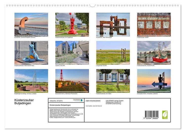 Produktbild: K&uuml;stenzauber Butjadingen (hochwertiger Premium Wandkalender 2027 DIN A2 quer), Kunstdruck in Hochglanz