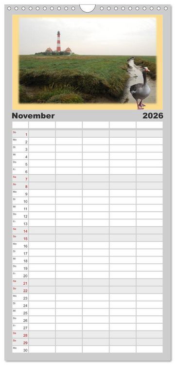 Produktbild: Familienplaner 2026 - Leuchtt&uuml;rme Schleswig-Holsteins mit 5 Spalten (Wandkalender, 21 x 45 cm) CALVENDO