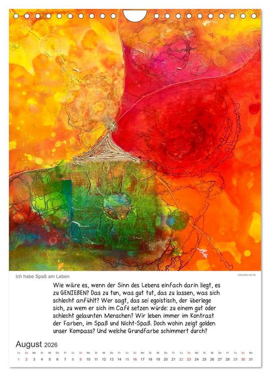 Produktbild: Motivation-Art Herzensw&uuml;nsche (Wandkalender 2026 DIN A4 hoch), CALVENDO Monatskalender