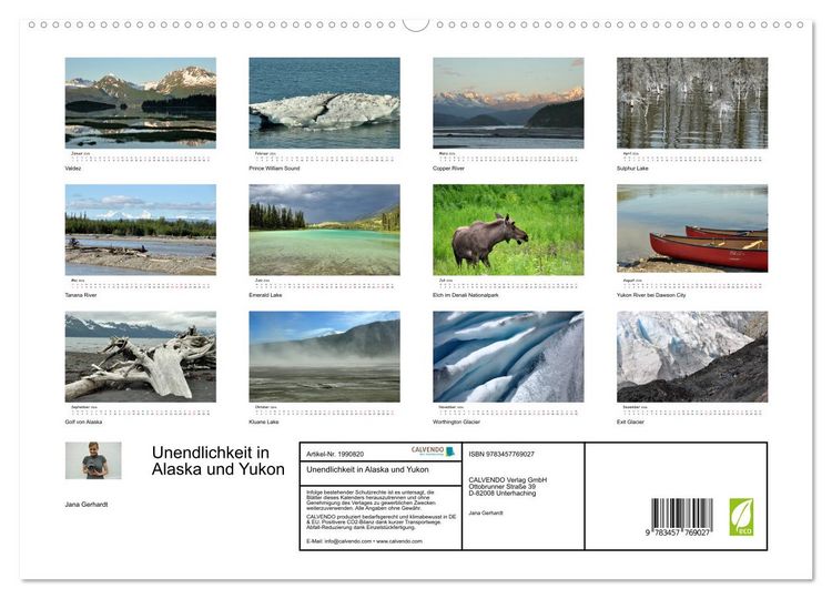 Produktbild: Unendlichkeit in Alaska und Yukon (hochwertiger Premium Wandkalender 2026 DIN A2 quer), Kunstdruck in Hochglanz