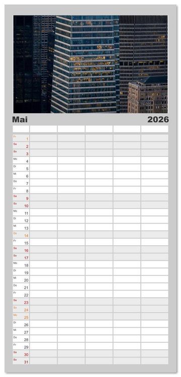 Produktbild: Familienplaner 2026 - Fassadenpoesie &ndash; Muster & Strukturen aus New York mit 5 Spalten (Wandkalender, 21 x 45 cm) CALVENDO
