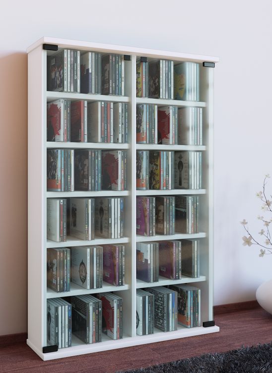 Produktbild: Holz CD DVD Stand Regal Schrank Roma Glast&uuml;r