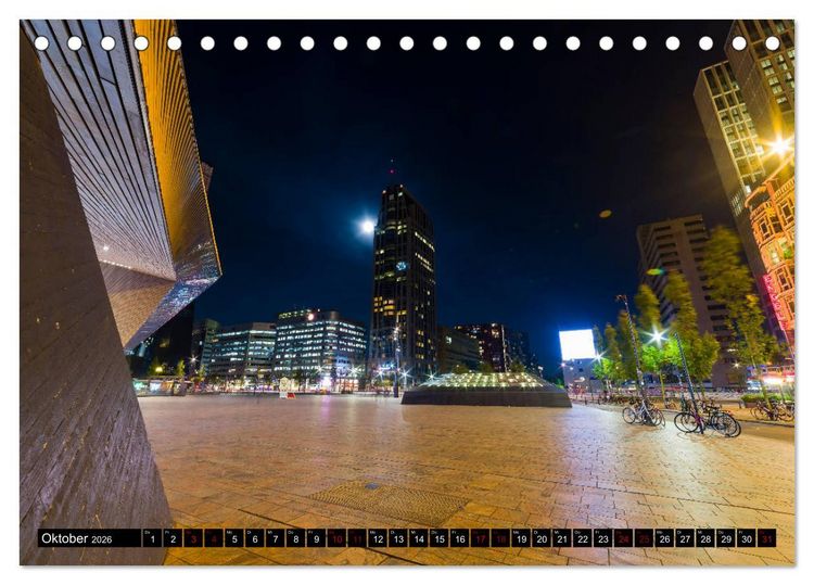 Produktbild: Rotterdam bei Nacht (Tischkalender 2026 DIN A5 quer), CALVENDO Monatskalender