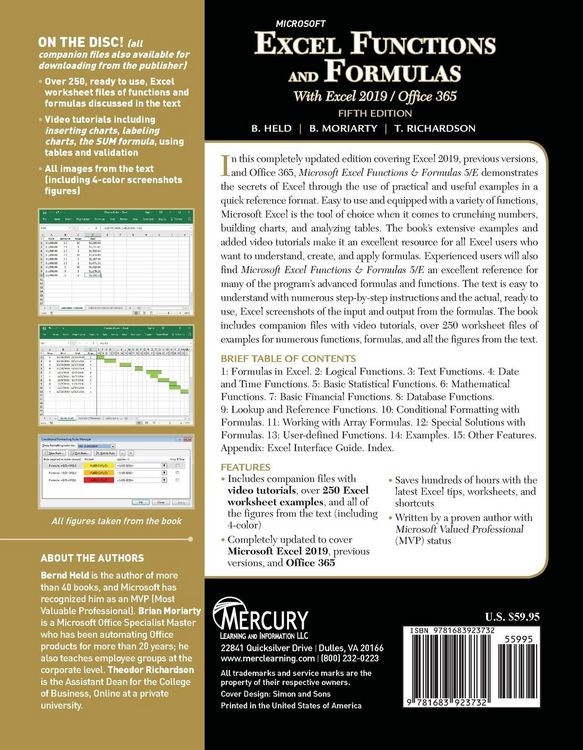 Produktbild: Microsoft Excel Functions and Formulas with Excel 2019/Office 365