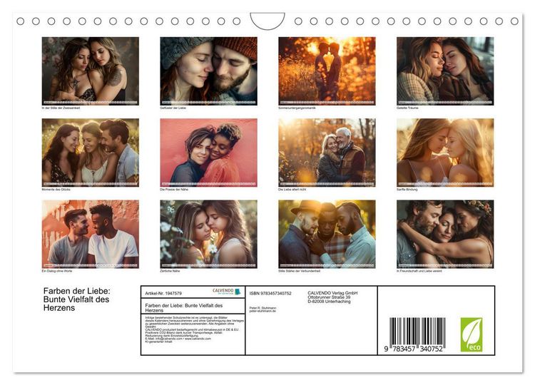 Produktbild: Farben der Liebe: Bunte Vielfalt des Herzens (Wandkalender 2026 DIN A4 quer), CALVENDO Monatskalender