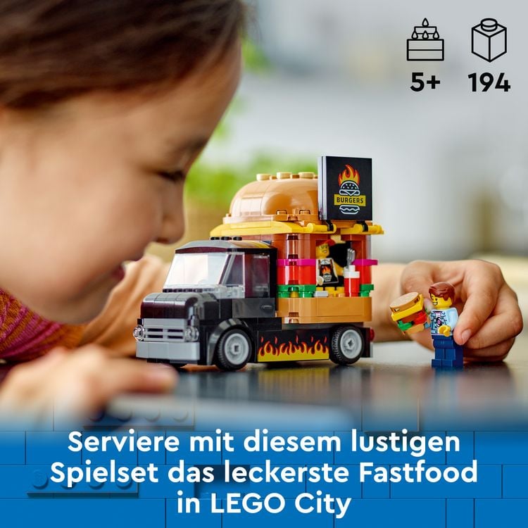 Produktbild: LEGO City 60404 Burger-Truck, Set mit Spielzeug-Auto f&uuml;r Kinder ab 5 Jahren