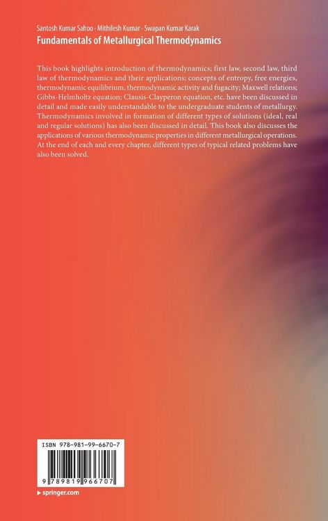 Produktbild: Fundamentals of Metallurgical Thermodynamics