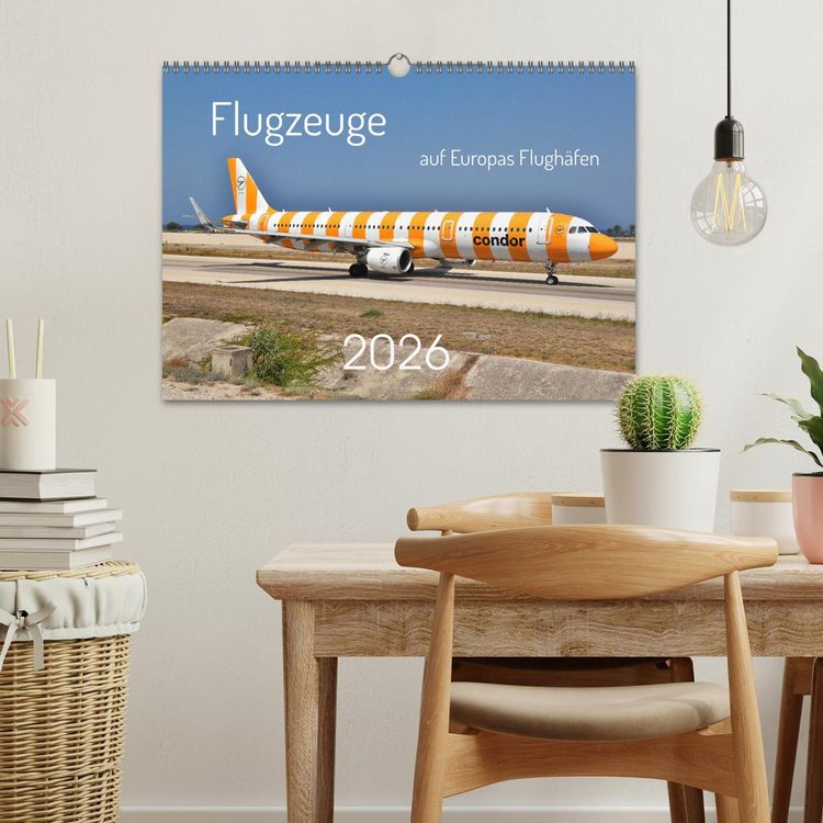 Produktbild: Flugzeuge auf Europas Flugh&auml;fen (Wandkalender 2026 DIN A3 quer), CALVENDO Monatskalender