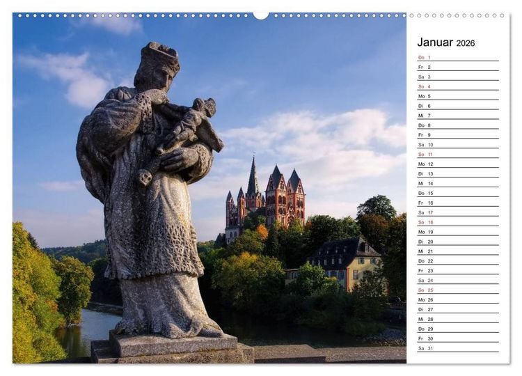 Produktbild: Die Lahn - Zauberhafte Orte rund um Limburg (hochwertiger Premium Wandkalender 2026 DIN A2 quer), Kunstdruck in Hochglanz