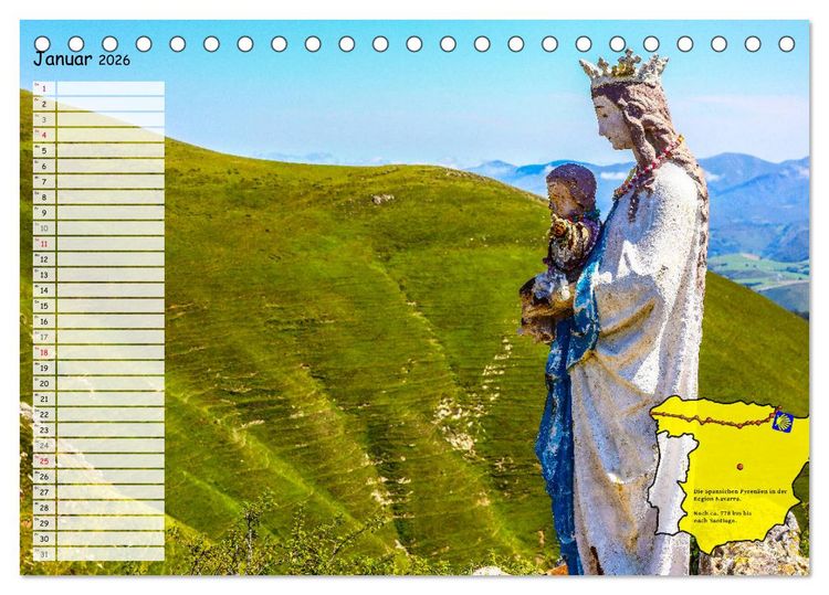 Produktbild: Der Jakobsweg von seinen sch&ouml;nsten Seiten! (Tischkalender 2026 DIN A5 quer), CALVENDO Monatskalender